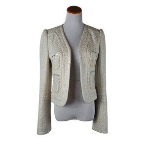 Tuleh designer Metallic ivory Tweed Coat dry clean